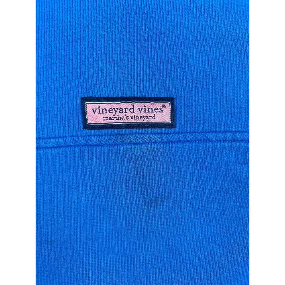 Vineyard Vines Pullover Womens L Blue Quarter Zip Raw Hem Cropped Cotton Logo - Picture 6 of 15